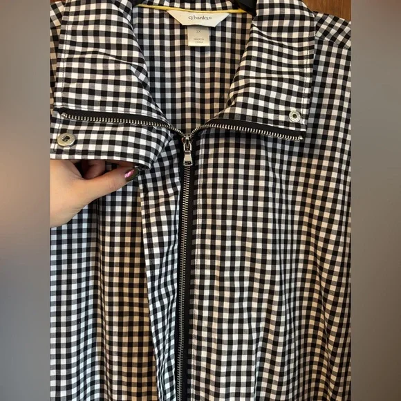 EUC Vintage CJ Banks Black & White Gingham Check Cotton Jacket | Women’s Plus 2X - Picture 9 of 16